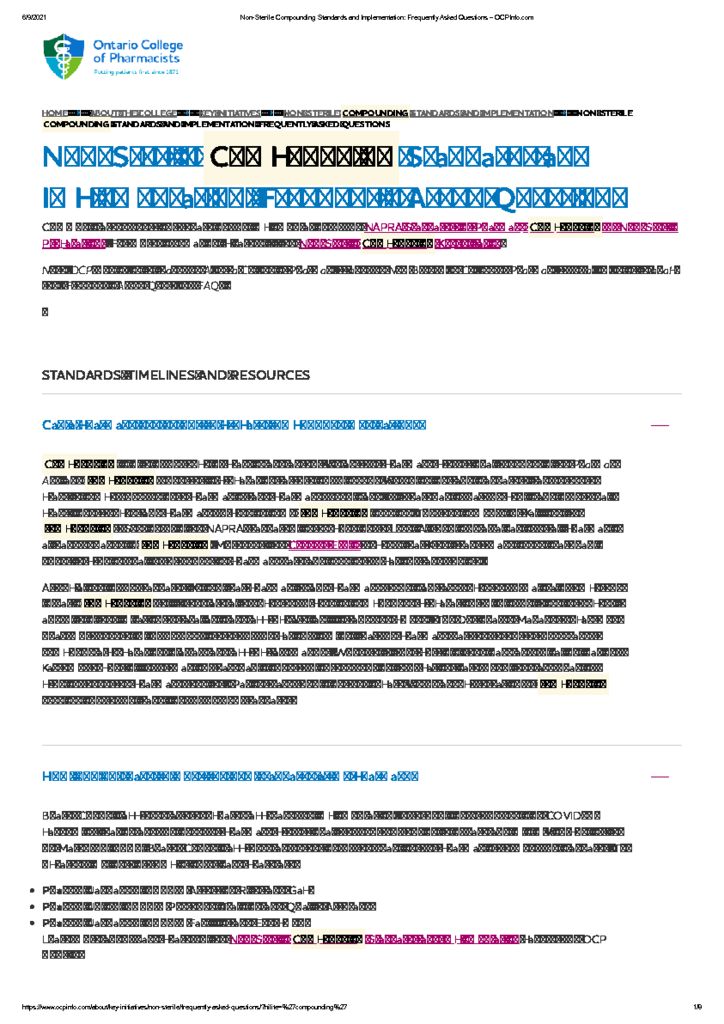 thumbnail of Non-Sterile Compounding Standards and Implementation_ Frequently Asked Questions – OCPInfo.com