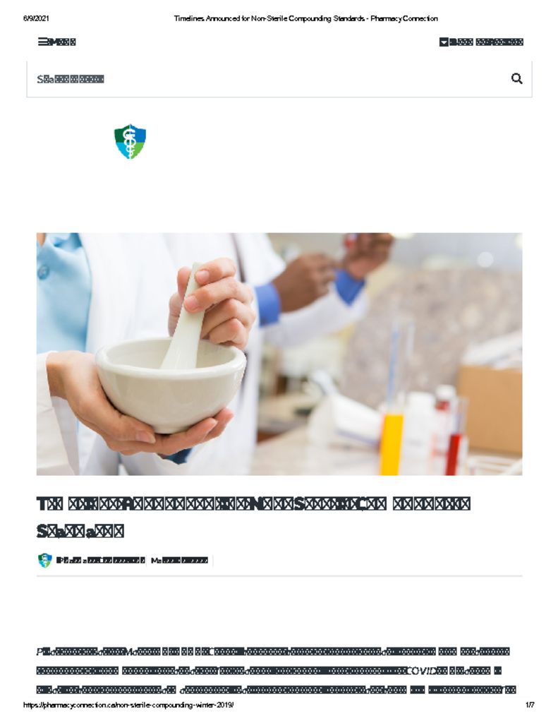 thumbnail of Timelines Announced for Non-Sterile Compounding Standards – Pharmacy Connection