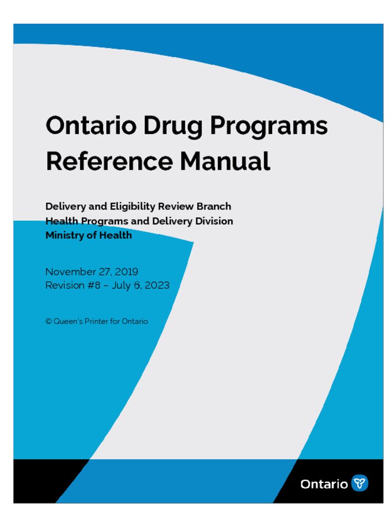 thumbnail of Ontario Drug Programs Reference Manual